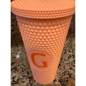Modern Expressions Monogram "G”Tumbler 20oz Studded Textured & Cup No Straw